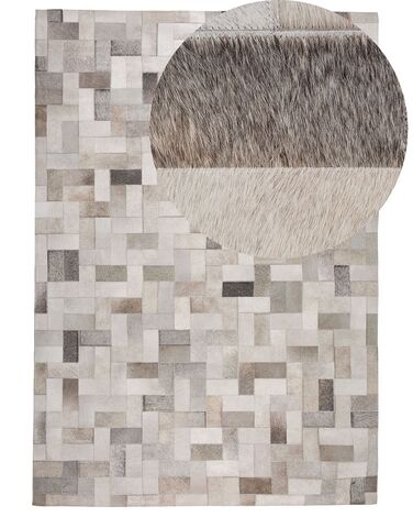 Teppich Leder grau-beige 160 x 230 cm Patchwork Kurzflor KORFEZ