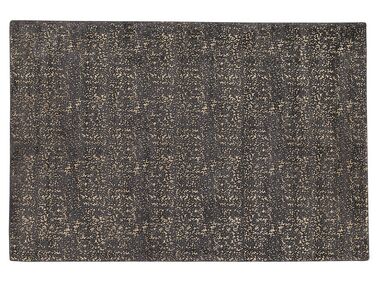 Teppich dunkelgrau-gold 140 x 200 cm abstraktes Muster Kurzflor ESEL