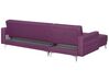 Canapé angle droite convertible en tissu violet 4 places avec pouf ABERDEEN_736873