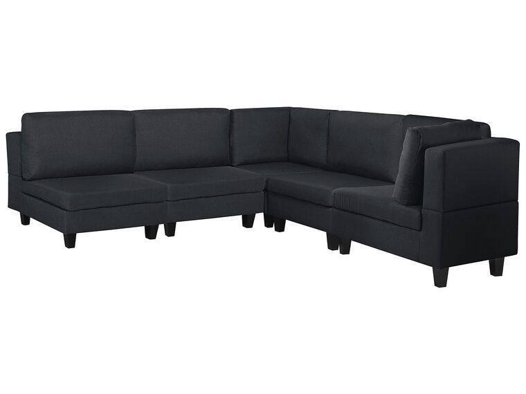 Right Hand 5 Seater Modular Fabric Corner Sofa Dark Grey FEVIK Beliani.no