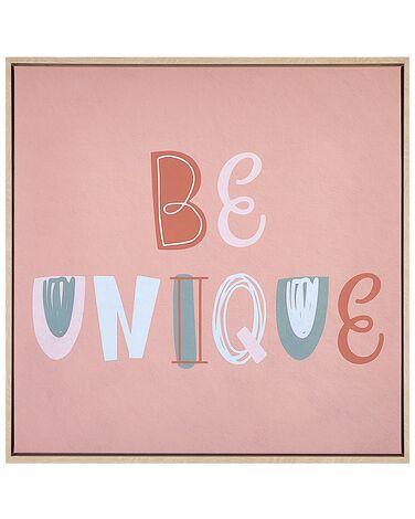 Lærredsmaleri i ramme med bogstaver 63 x 63 cm pink TAURISANO