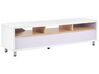 TV-Möbel weiß / heller Holzfarbton mit 2 Schubladen 160 x 40 x 44 cm CINCI_832496