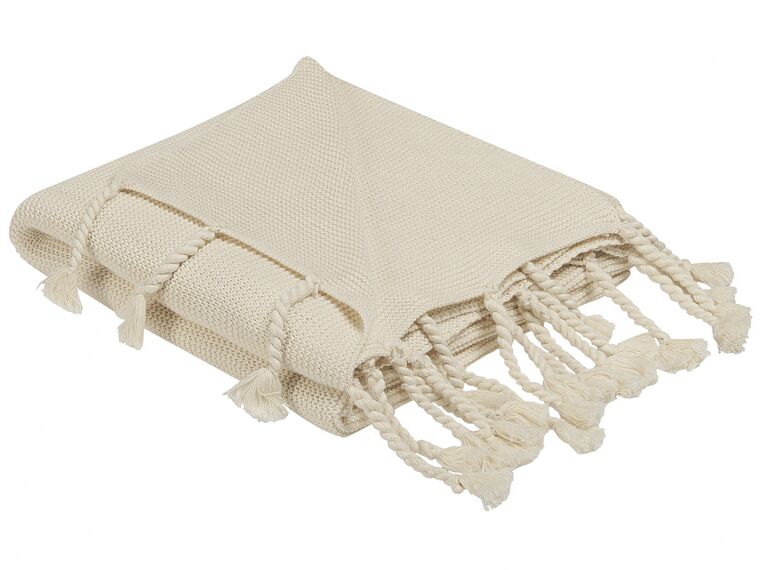 Cotton Blanket 125 x 150 cm Beige NAZILLI_754335