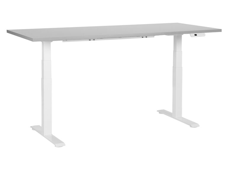 Fehér és szürke elektromosan állítható íróasztal 180 x 80 cm DESTINES_899394