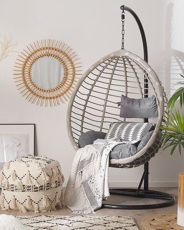 PE Rattan Hanging Chair with Stand Grey TOLLO