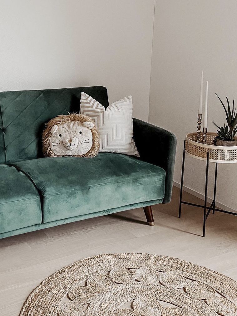 Velvet Fabric Sofa Bed Green SENJA Beliani.co.uk