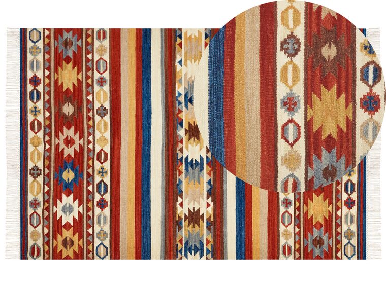 Kelim Teppich Wolle mehrfarbig 200 x 300 cm orientalisches Muster Kurzflor JRARAT_859485