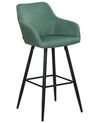 Zestaw 2 krzeseł barowych welurowy zielony CASMALIA_898989