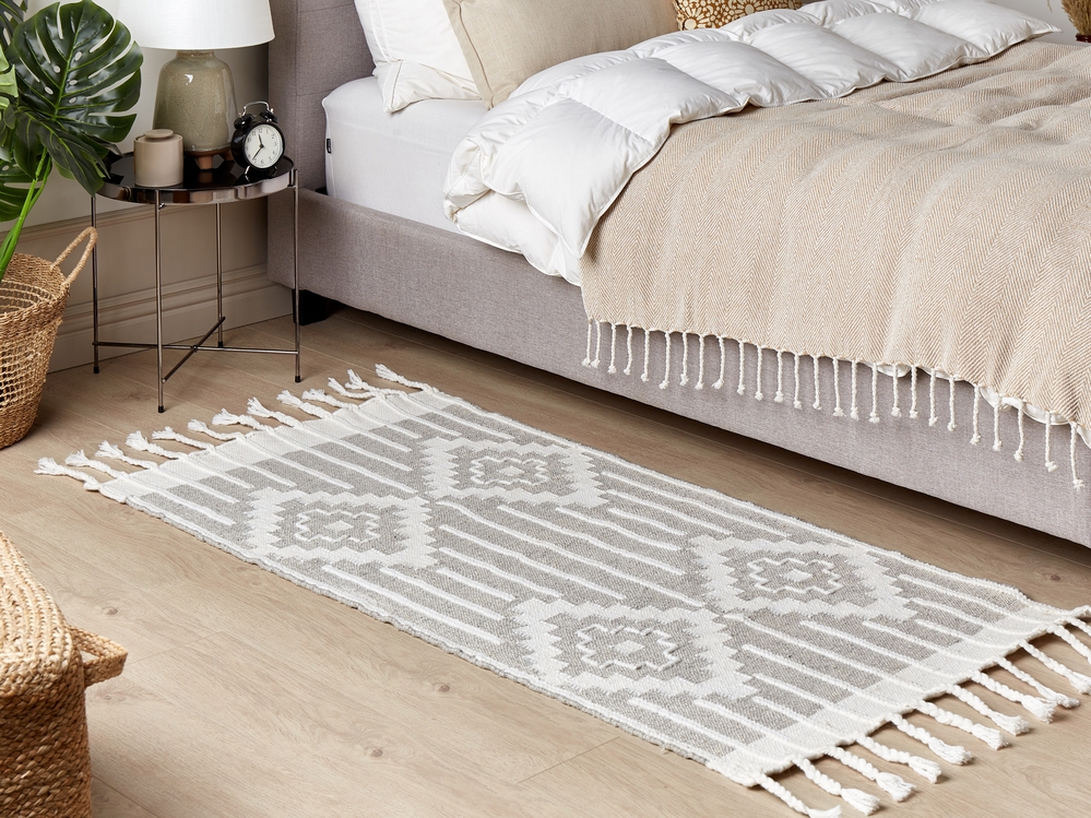 Teppich orientalisches weiß cm Outdoor / Kurzflor TABIAT 80 Muster x grau 150