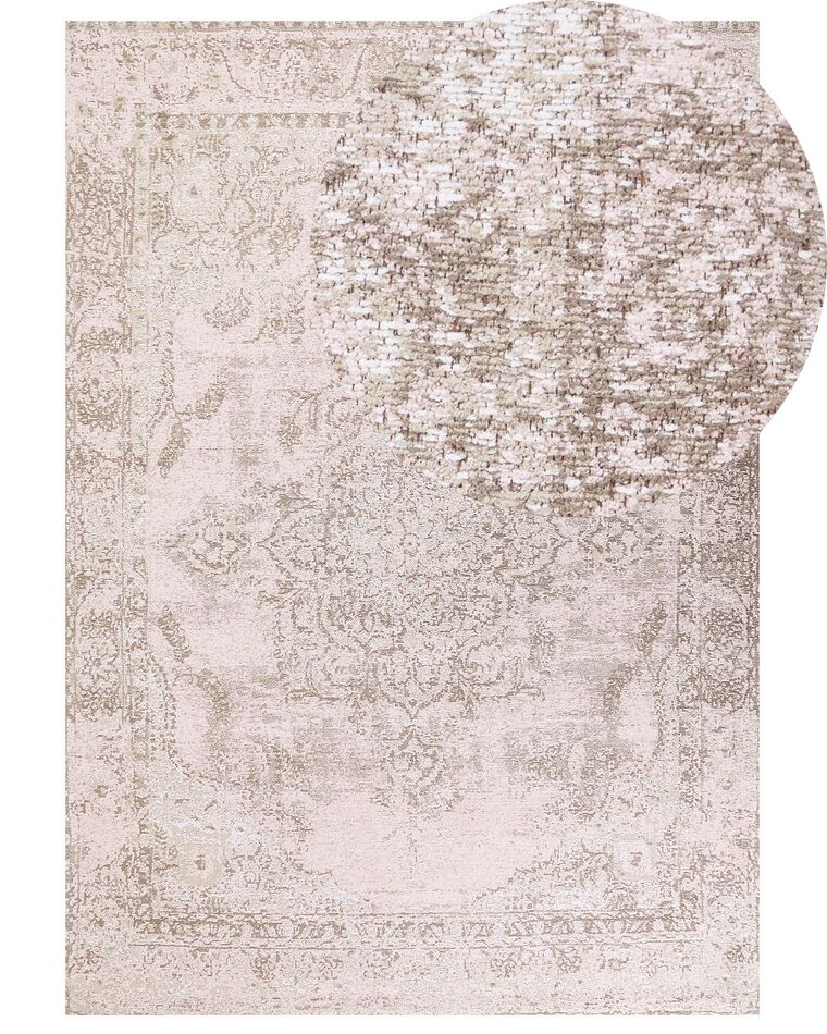 Teppich Baumwolle rosa 200 x 300 cm orientalisches Muster Kurzflor MATARIM_852553