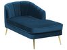 Chaise longue fluweel marineblauw linkszijdig ALLIER_774270