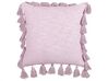 Bawełniana poduszka dekoracyjna z frędzlami 45 x 45 cm różowa LYNCHIS_838713
