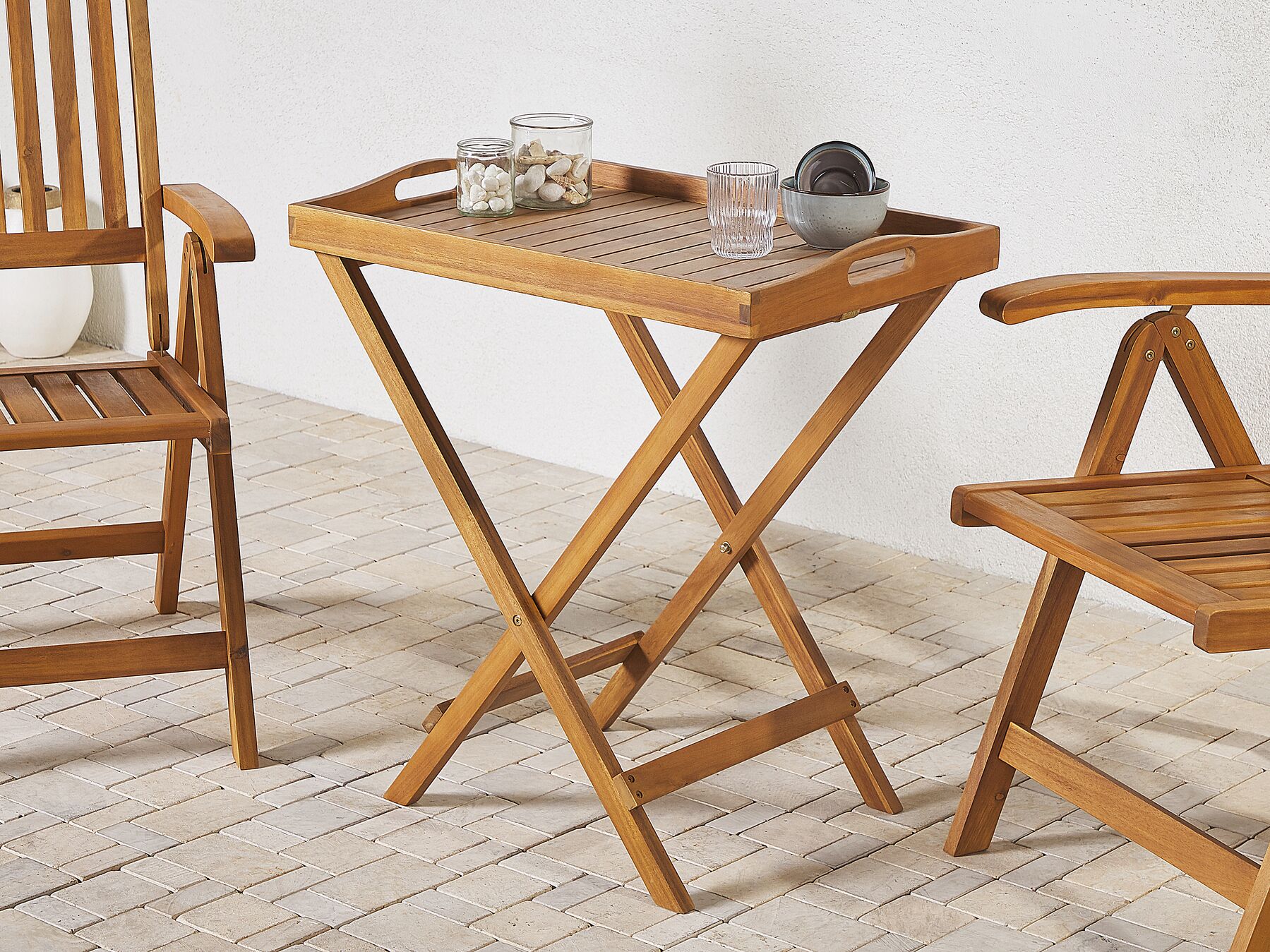 Garten Beistelltisch Akazienholz hellbraun klappbar JAVA Beliani.ch