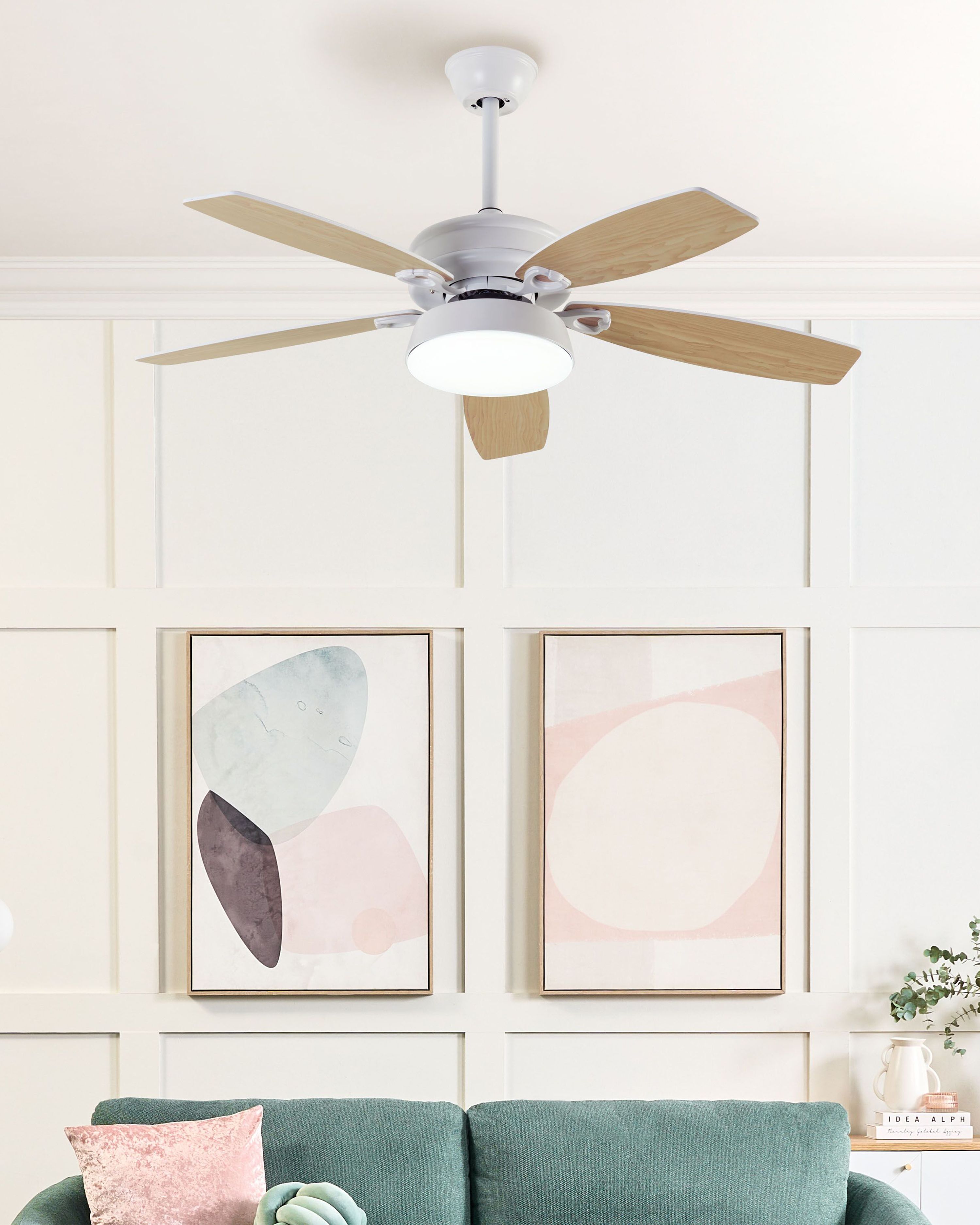 Lampadario Ventilatore da soffitto White Face 24W illuminazione Led regolabile con telecomando M Lampadario Ventilatore da soffitto White Face 24W illuminazione Led regolabile con telecomando M