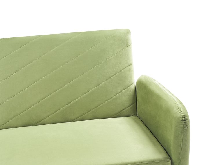 Velvet Fabric Sofa Bed Olive Green SENJA Beliani.nl