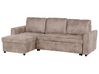Right Hand Faux Leather Corner Sofa Bed with Storage Brown NESNA_808478