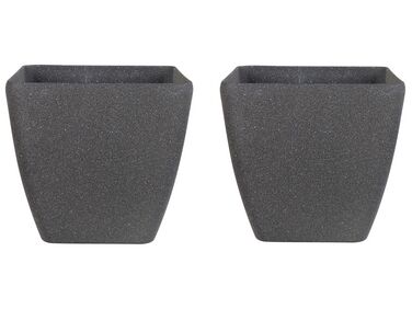 Set di 2 vasi polvere di pietra grigio scuro 34 X 34 X 34 cm ZELI