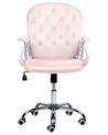 Chaise de bureau pivotante en velours avec cristaux rose PRINCESS_855691