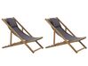 Set of 2 Folding Deck Chairs and 2 Replacement Fabrics (Various Options) Light Wood AVELLINO_860249