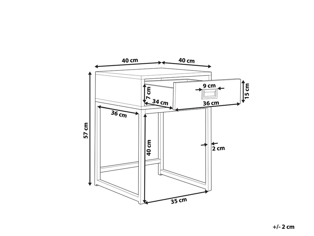 Mesa de apoio com 1 gaveta preta LARGO | Beliani.pt