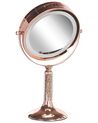 Espelho de maquilhagem rosa dourado com LED ø 18 cm BAIXAS_813680