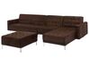 Left Hand Modular Faux Leather Sofa with Ottoman Brown ABERDEEN_717202