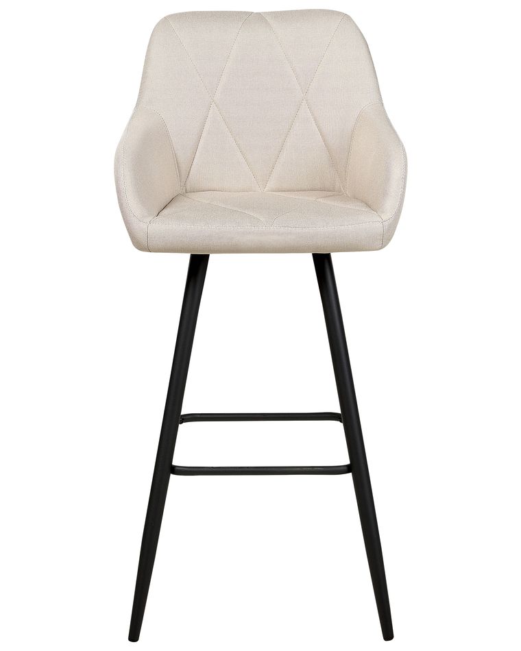 Set of 2 Fabric Bar Chairs Light Beige DARIEN Beliani.co.uk