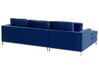 Left Hand Velvet Corner Sofa with Ottoman Navy Blue OSLO_744153