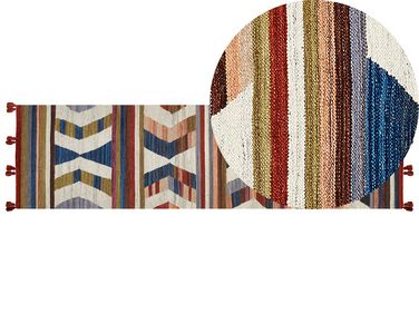 Kelim tæppeløber farverigt uld 80 x 300 cm MRGASHAT