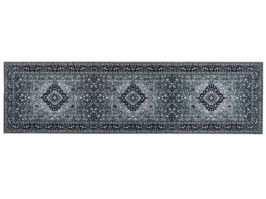 Teppich grau orientalisches Muster 80 x 300 cm Kurzflor VADKADAM