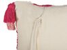 2 bawełniane poduszki dekoracyjne tuftowane z frędzlami 30 x 50 cm różowo-białe ACTAEA_888123