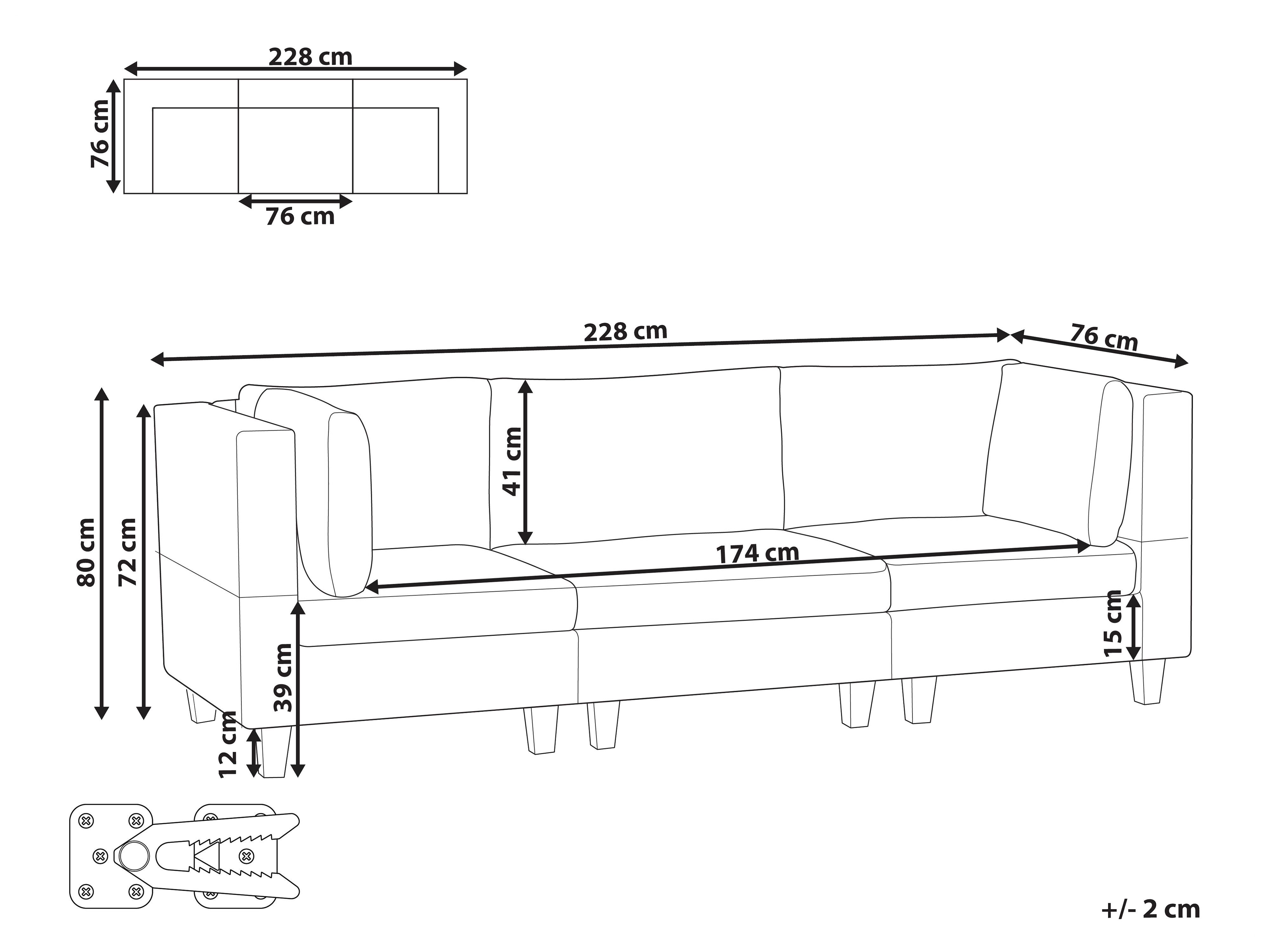 Sofá modular 3 lugares em tecido creme claro UNSTAD | Beliani.pt
