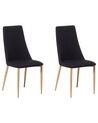 Conjunto de 2 sillas de comedor de poliéster negro/madera clara CLAYTON_693380