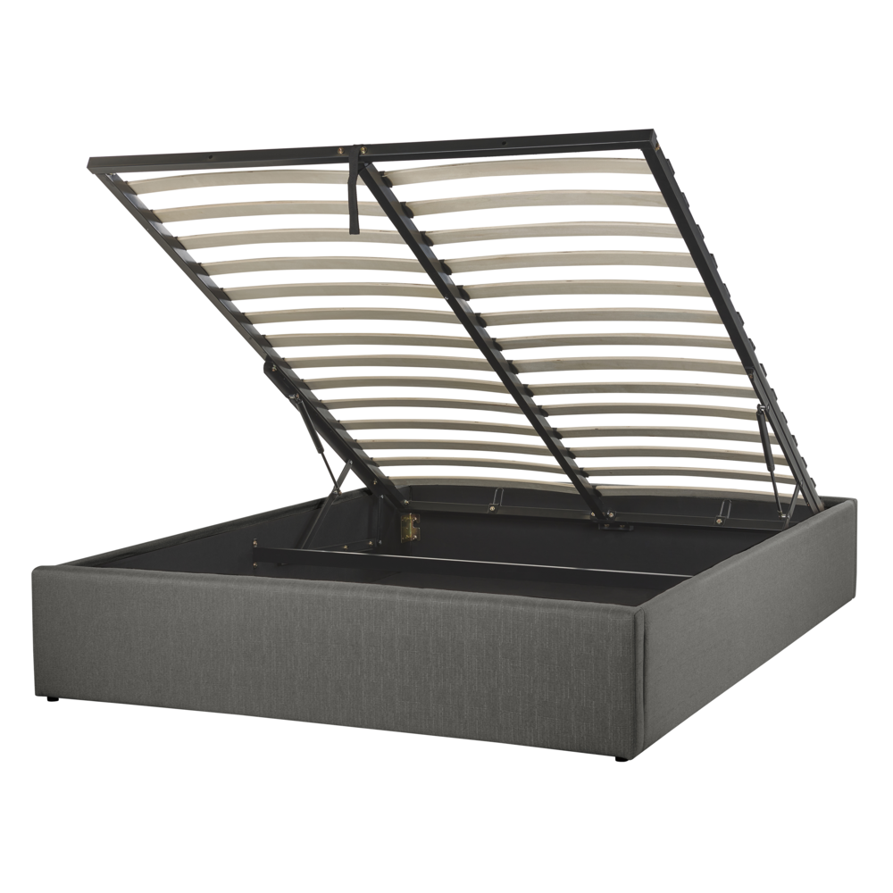 Łóżko z pojemnikiem tapicerowane 140 x 200 cm szare DINAN