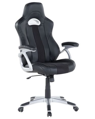 Office Chair Faux Leather Black ADVENTURE
