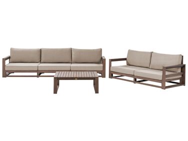 5 Seater Certified Acacia Wood Garden Sofa Set Dark TIMOR II