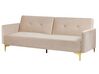 Sofa rozkładana welurowa beżowa LUCAN_810437