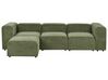 3-Sitzer Sofa Cord grün mit Ottomane FALSTERBO_916323