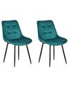 Conjunto de 2 sillas de comedor de terciopelo azul turquesa/negro MELROSE_771930