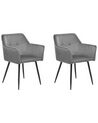 Conjunto de 2 sillas de comedor de terciopelo gris oscuro/negro JASMIN_859455