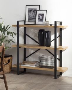 Beliani Scaffale a 4 mensole in Color Legno Grigio-Marrone con Un cassetto Keene 