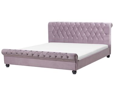 Łóżko welurowe 180 x 200 cm różowe AVALLON