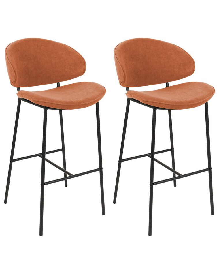 Conjunto de 2 sillas de bar de tela naranja KIANA_908130