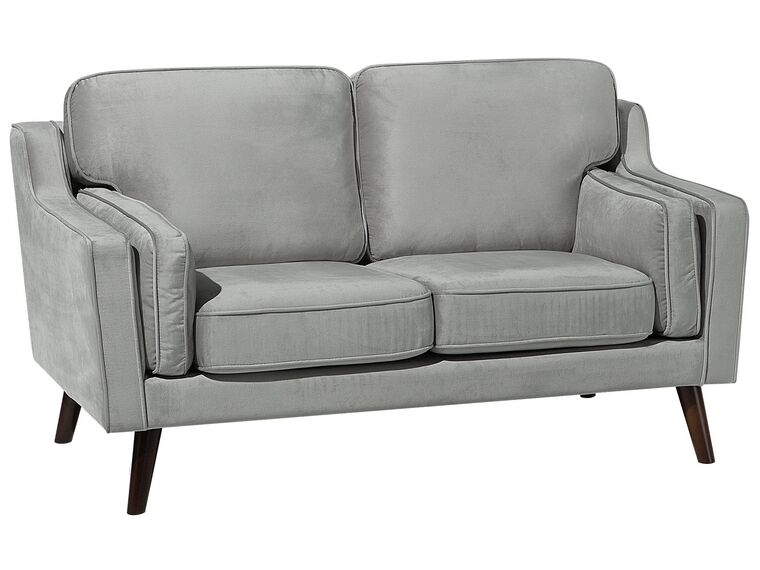 2 Seater Velvet Sofa Light Grey LOKKA Beliani.co.uk