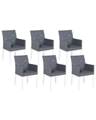 Conjunto de 6 sillas de poliéster gris oscuro/blanco BACOLI