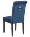 Set of 2 Velvet Dining Chairs with a Ring Blue VELVA II_781904