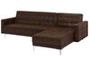 Left Hand Faux Leather Corner Sofa with Ottoman Brown ABERDEEN_717256