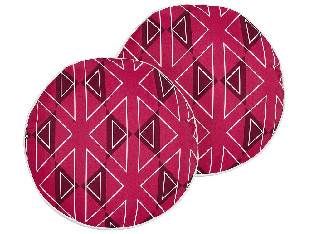 Set of 2 Outdoor Cushions Geometric Pattern ⌀ 40 cm Pink MEZZANO