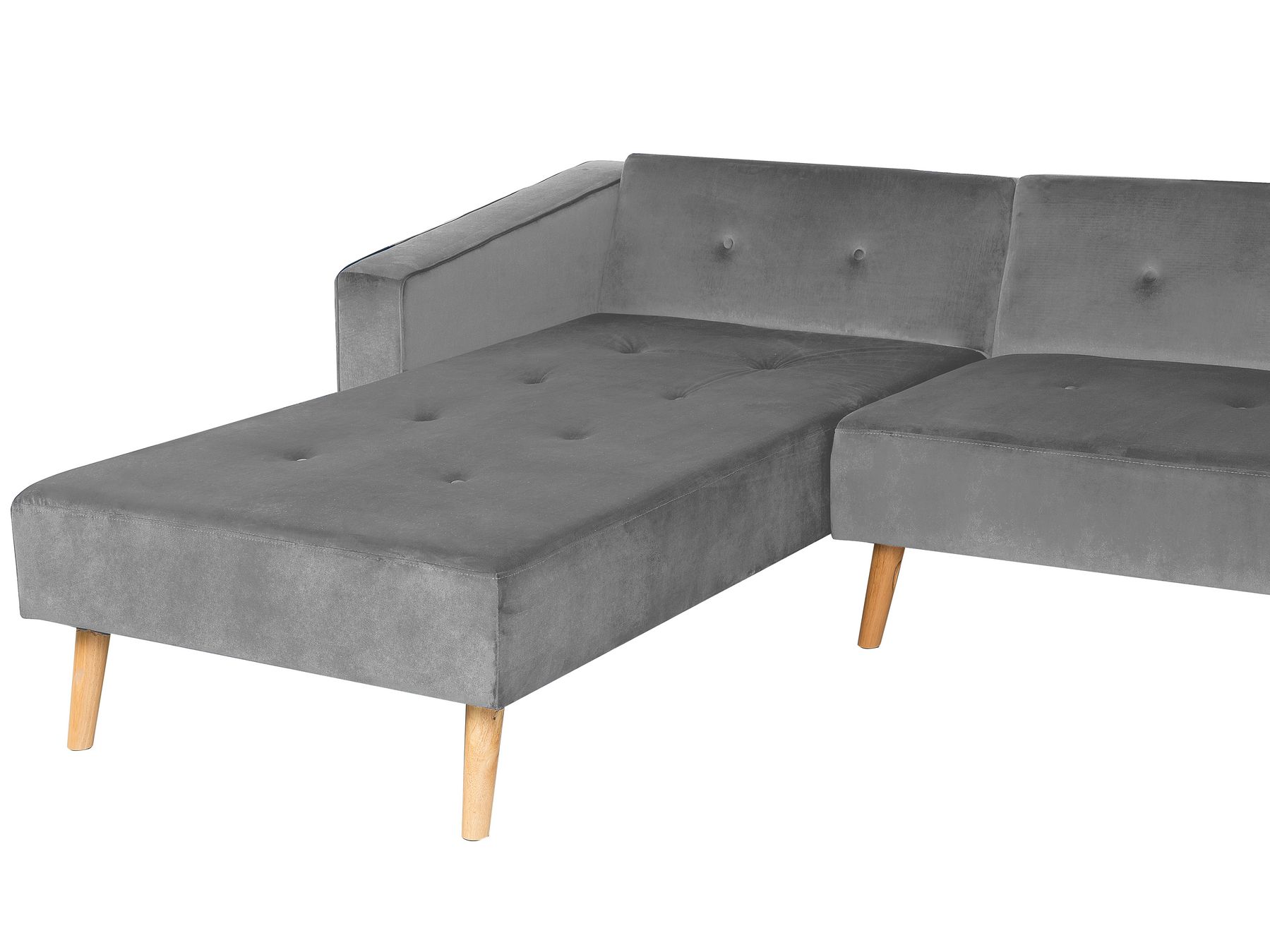 Right Hand Velvet Corner Sofa Bed Grey VADSO Beliani.co.uk