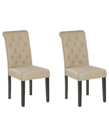 Conjunto de 2 cadeiras em tecido cor de areia VELVA